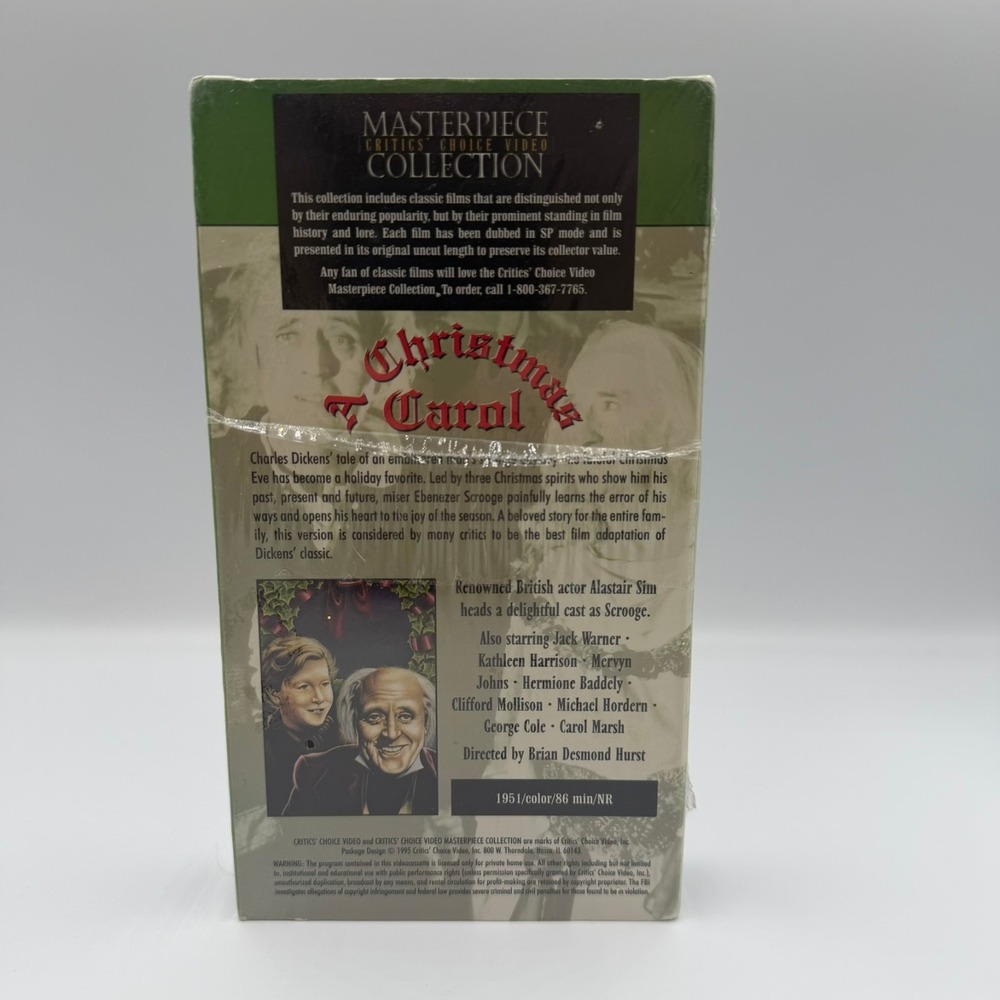 A Christmas Carol VHS Alastair Sim 1951 Film Masterpiece Critics Choice Sealed - Picture 2 of 6